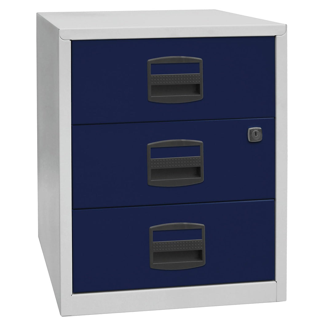 Bisley Home mobiler Beistellschrank PFA, 3 Universalschubladen, Metall, 505 Korpus Lichtgrau, Fronte