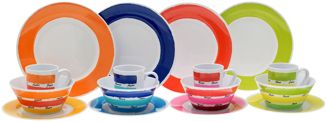 Flamefield 16-Teilig Colours Set aus Melamin, Mehrfarbig Berühren Sie das Bild, um es zu vergrössern