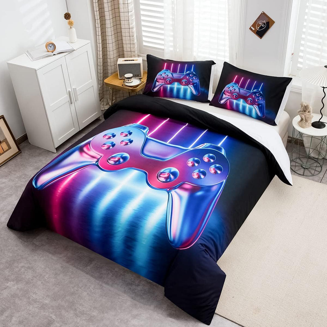 Loussiesd Gamer Bettwäsche 135x200 cm Spielthema Gamepad Bettwäsche Jugendliche Jungen Kinder Coole