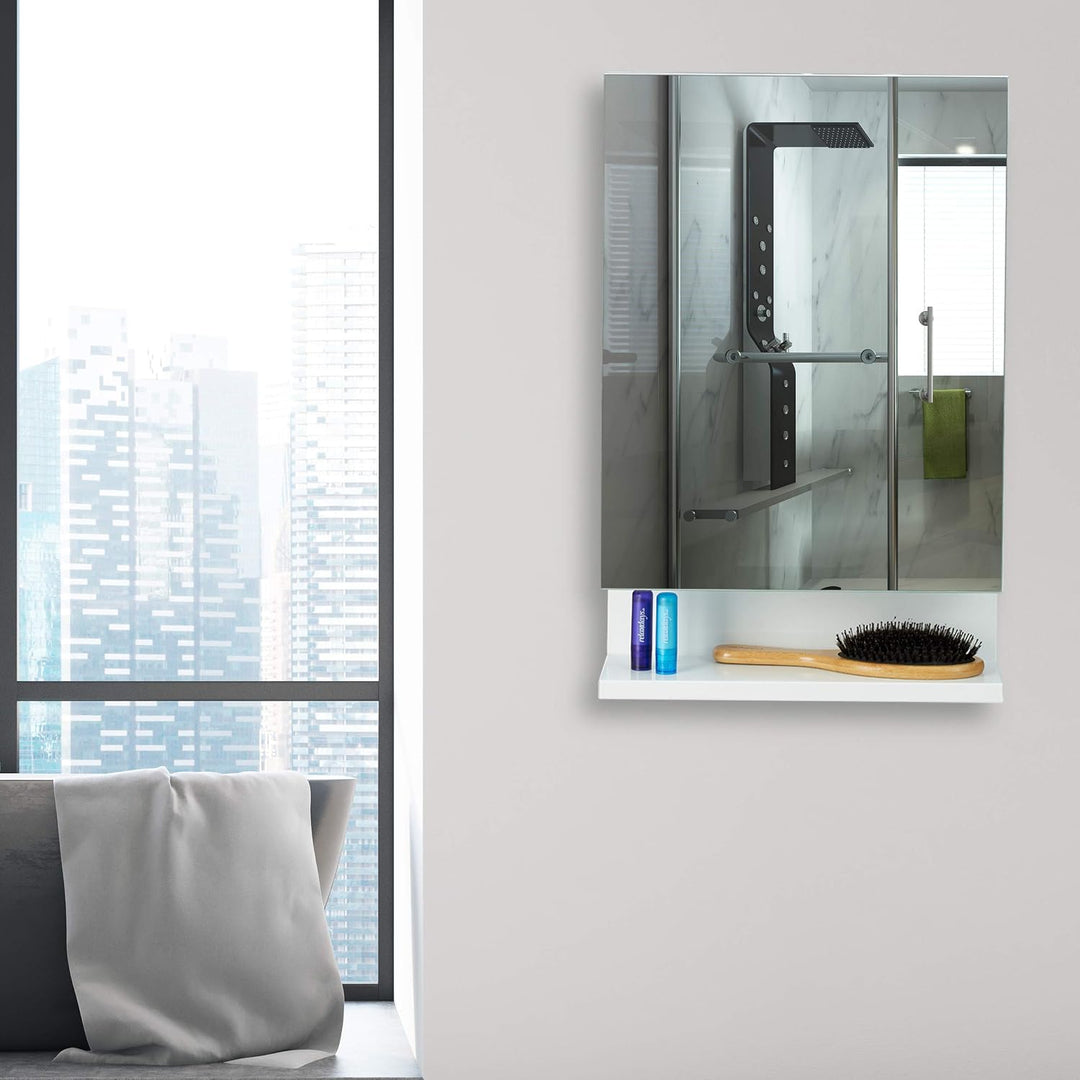 Relaxdays, 1-türig, weiss Badspiegelschrank, Steckdose, Badezimmerschrank, Wandschrank, H x B x T: 5
