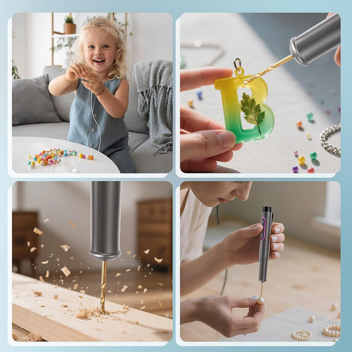 Comius Sharp Elektro Mini Bohrstift, Kabellos USB Wiederaufladbar DIY Handbohrer, mit 10 Spiralbohre