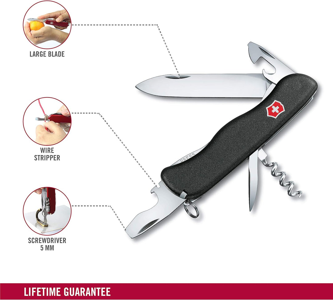 Victorinox Picknicker Taschenmesser (11 Funktionen, Feststellklinge, Schraubendreher) Schwarz, Schwa