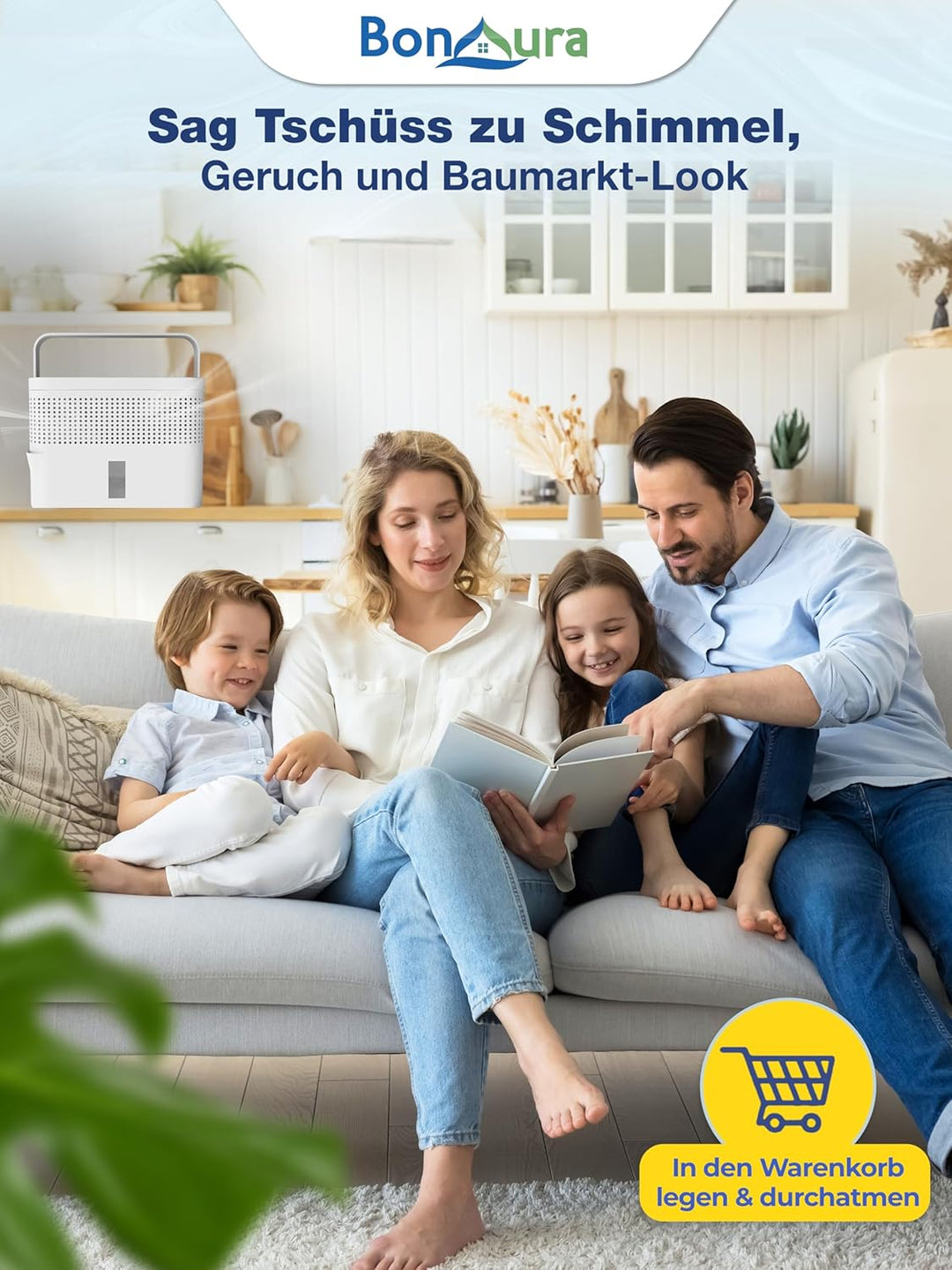 BonAura® AirOne Max Luftentfeuchter ohne Strom bis 33m² I 360° Belüftung I Raumentfeuchter mit Ausgi