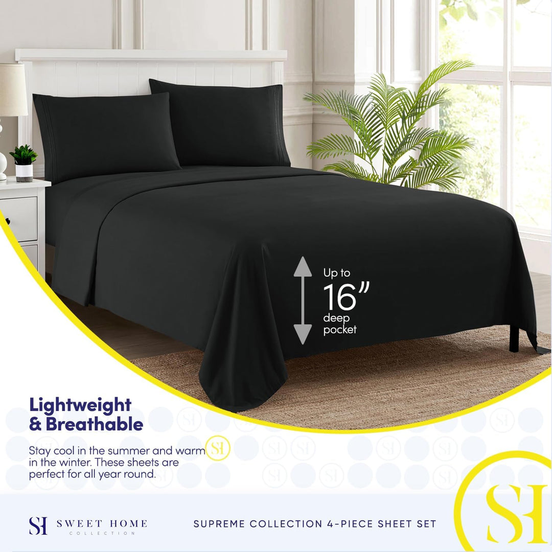 Sweet Home Collection Fadenzahl 1911, weiche ägyptische Qualität, gebürstete Mikrofaser Laken – Luxu