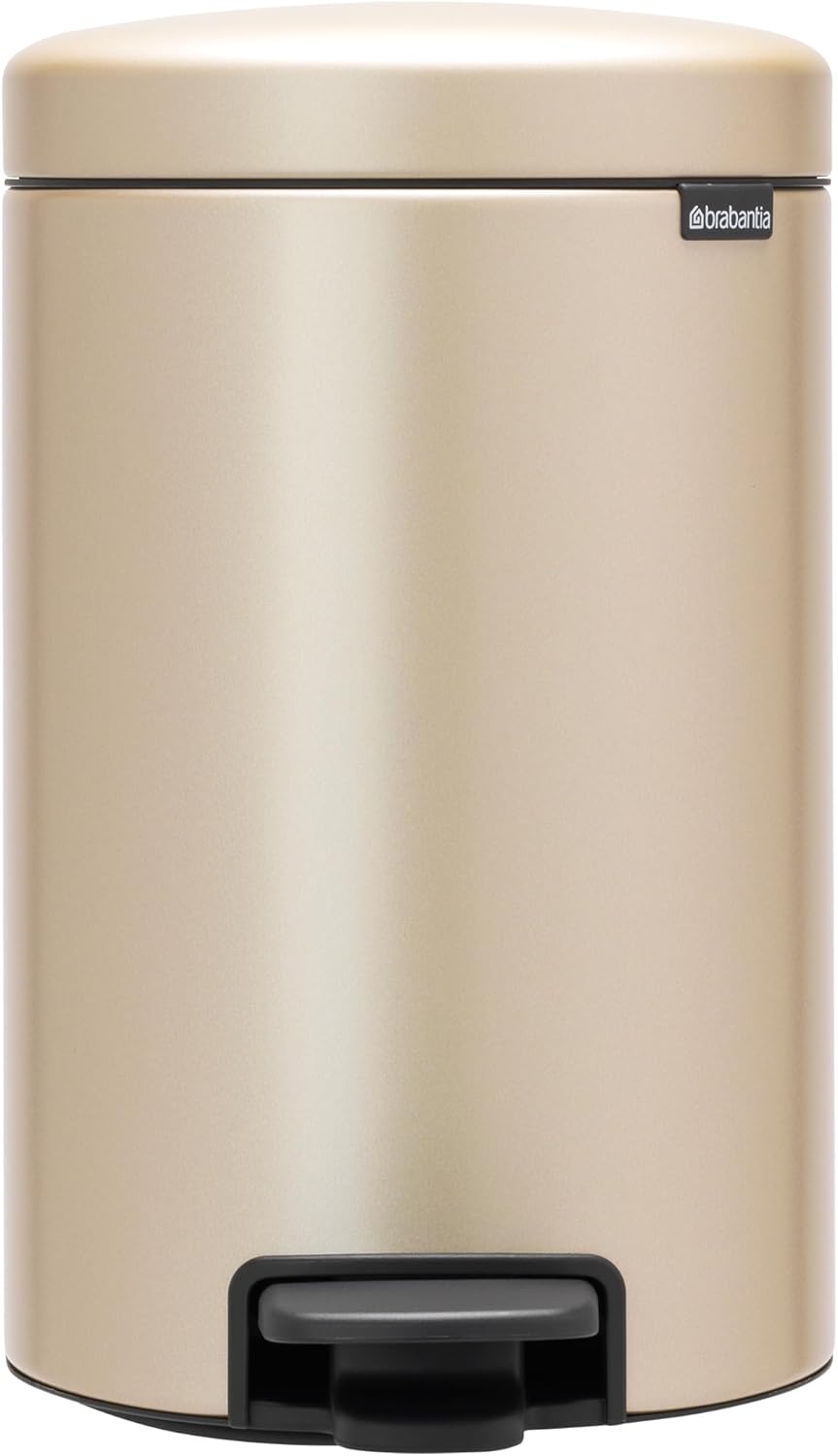 Brabantia Mülleimer, Stahl, Metallic Gold, 12L 12 Liter Champagne, 12 Liter Champagne