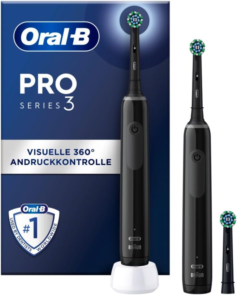 Oral-B Pro 3 3900 Elektrische Zahnbürste/Electric Toothbrush, Doppelpack & 3 Aufsteckbürsten, mit 3