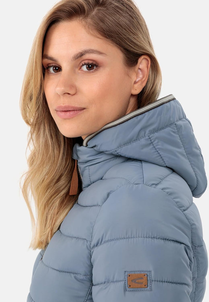 camel active Damen leichte Steppjacke mit Abnehmbarer Kapuze 40 Blau, 40 Blau