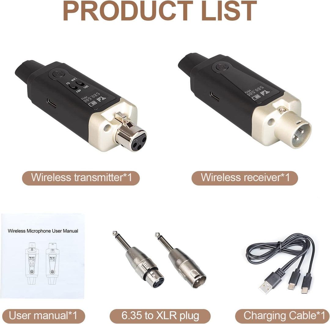 Depusheng T9 Drahtloses Mikrofon XLR Sender und XLR Empfänger Drahtloses System für dynamische und K