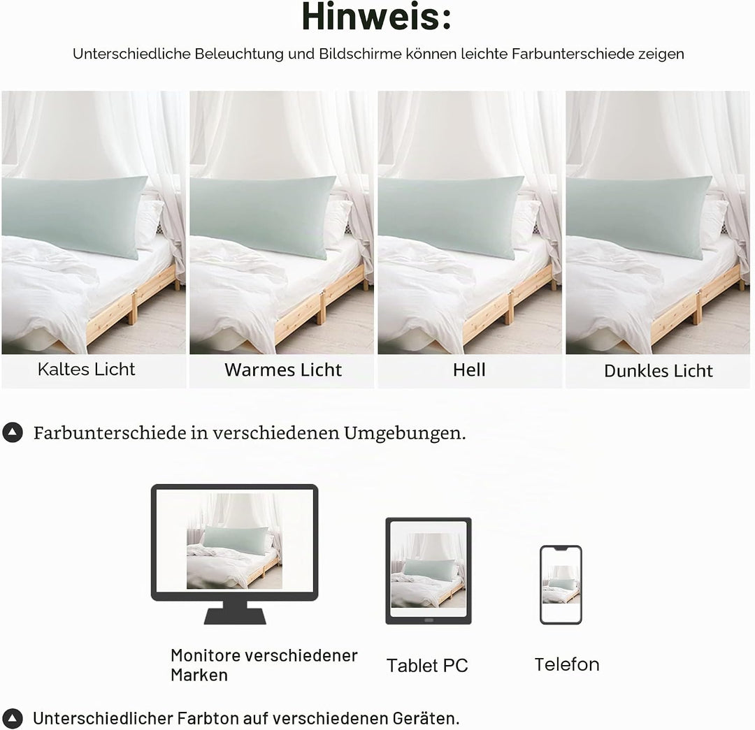 PiccoCasa Seitenschläferkissenbezug 2er Set Kissenbezug langes Kissen Mikrofaser Kopfkissenbezug mit