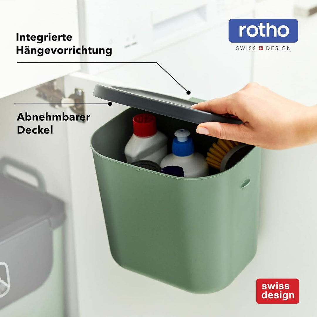 Rotho Salsa Biomülleimer 6 l mit Deckel Komposteimer, integrierte Hängevorrichtung, 23,5×20,2×20,8cm