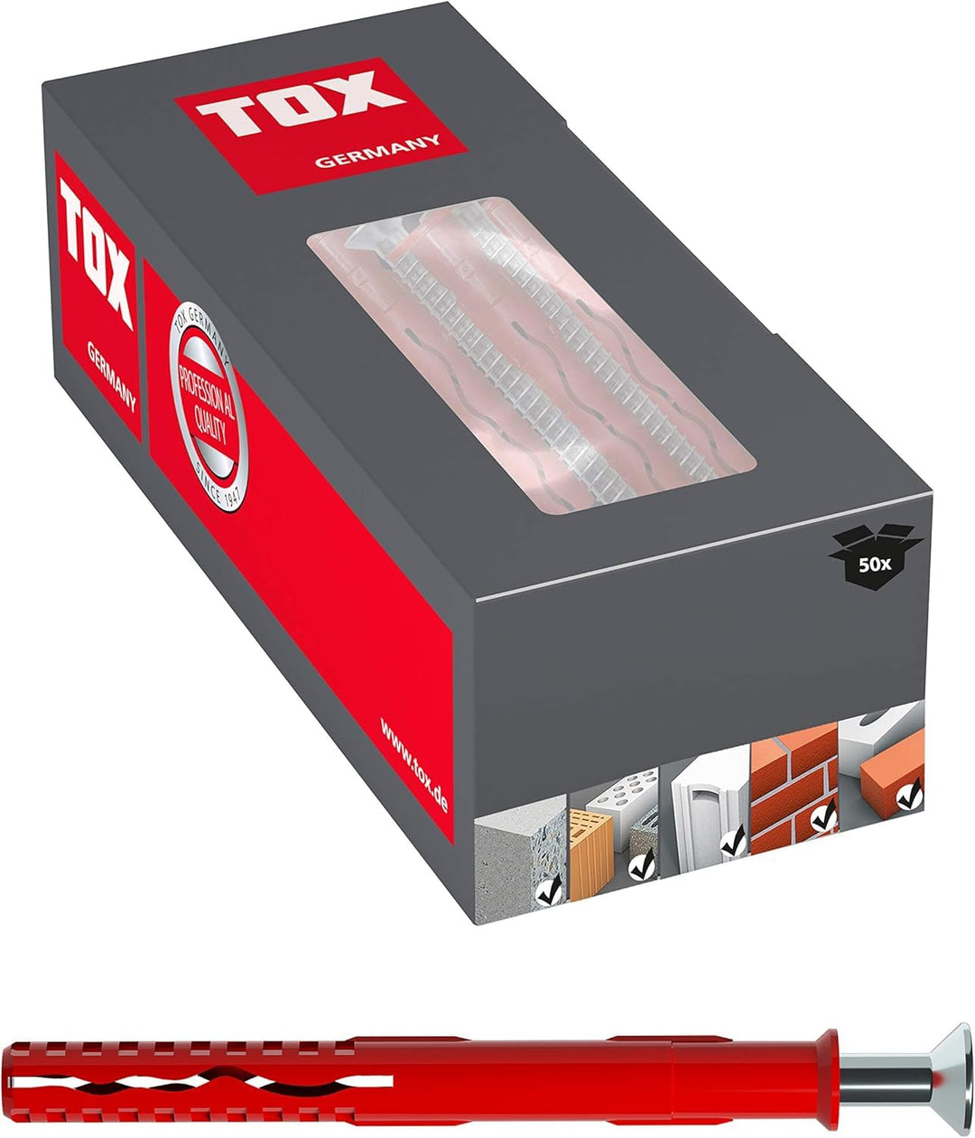 TOX Rahmendübel Fassad SK 10 x 120 mm + Schraube M, Dübel für sichere Befestigungen von Fassaden, Tü