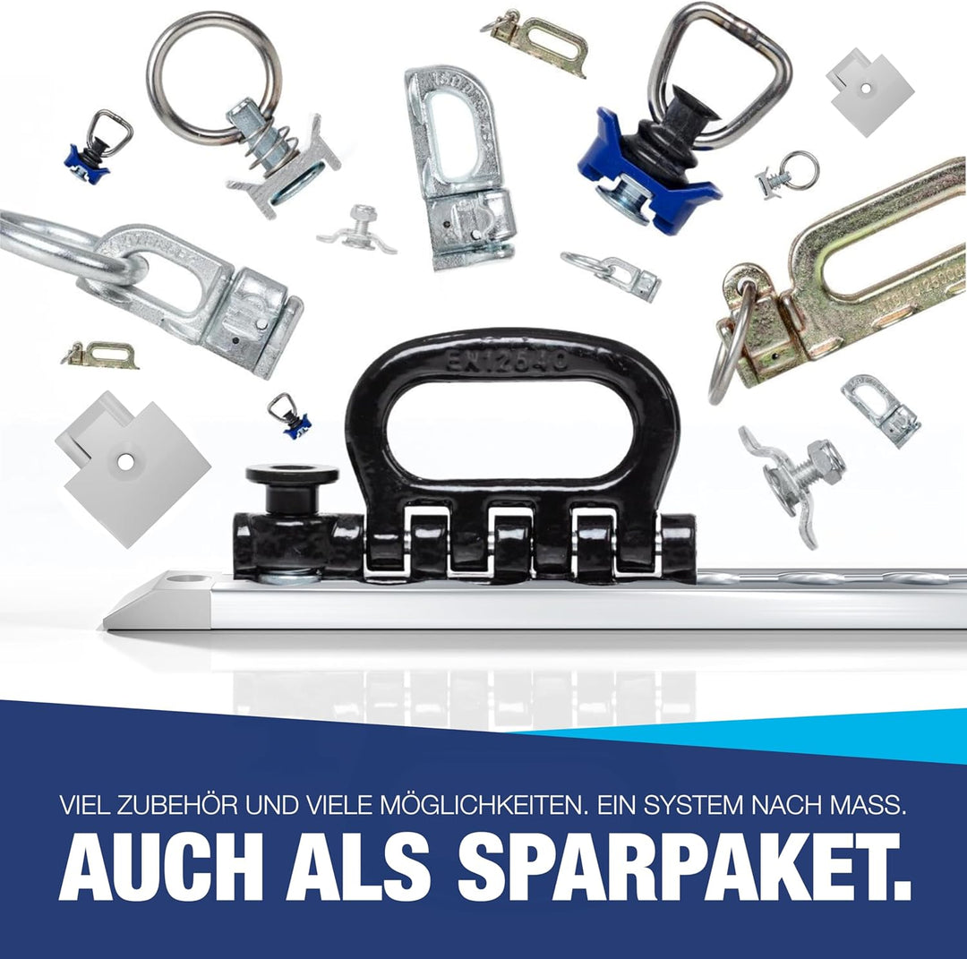 NTG 2 x 2 m Alu Airlineschiene Zurrschiene | eckig | mit Bohrungen 2m | 1975mm | Ladungssicherung fü
