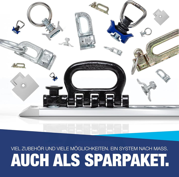 NTG 2 x 2 m Alu Airlineschiene Zurrschiene | eckig | mit Bohrungen 2m | 1975mm | Ladungssicherung fü
