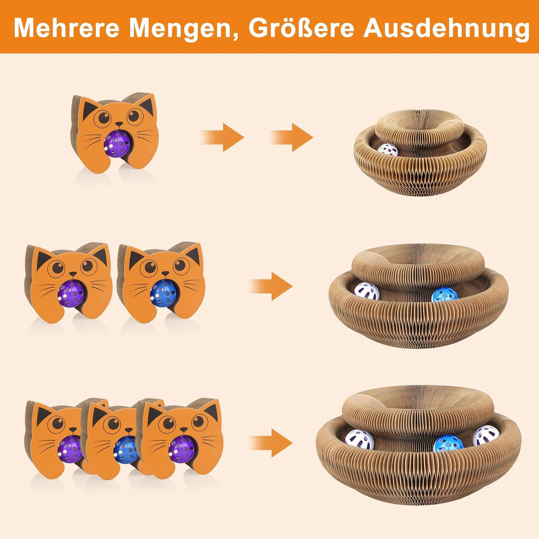 Kratzbrett Katze, 2-in-1 Cat Kratzbrett mit Glöckchen, Magische Orgel Cat Scratching Board, Zusammen