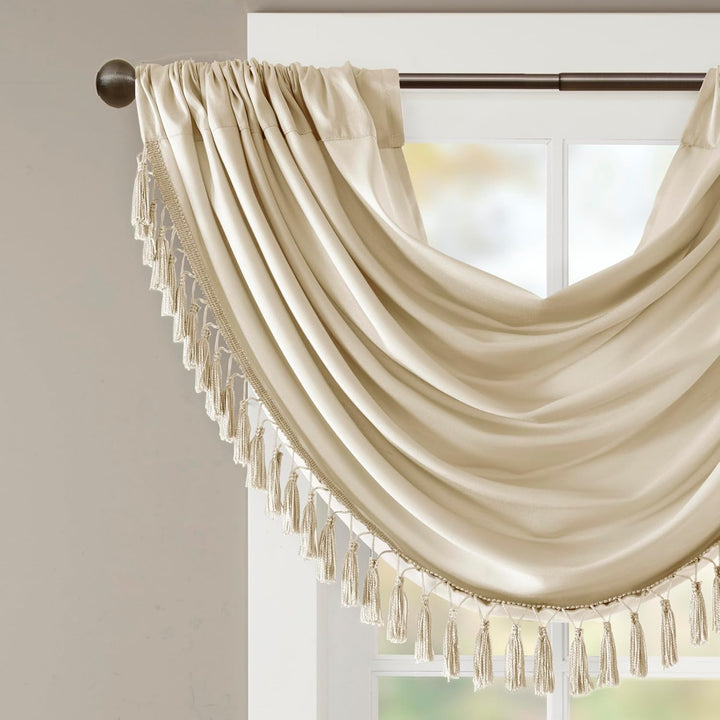 JLA Home INC Elena Querbehang mit Wasserfallverzierung, Kunstseide, 96,5 x 116,8 cm, champagnerfarbe