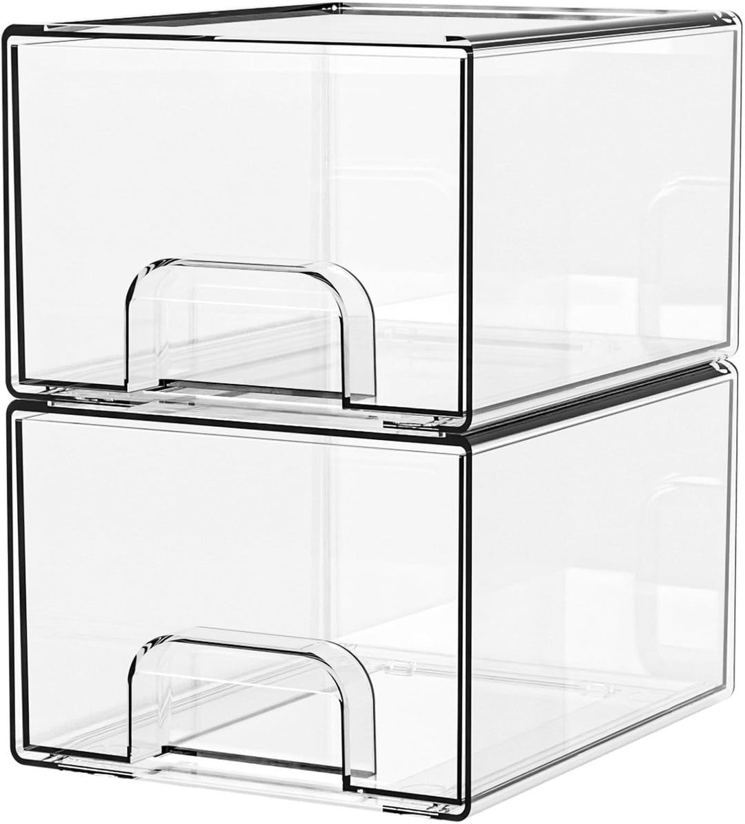 2 Stück Schubladen Organizer,Stapelbare Aufbewahrungsschubladen,Transparent Badezimmer Organizer,Acr