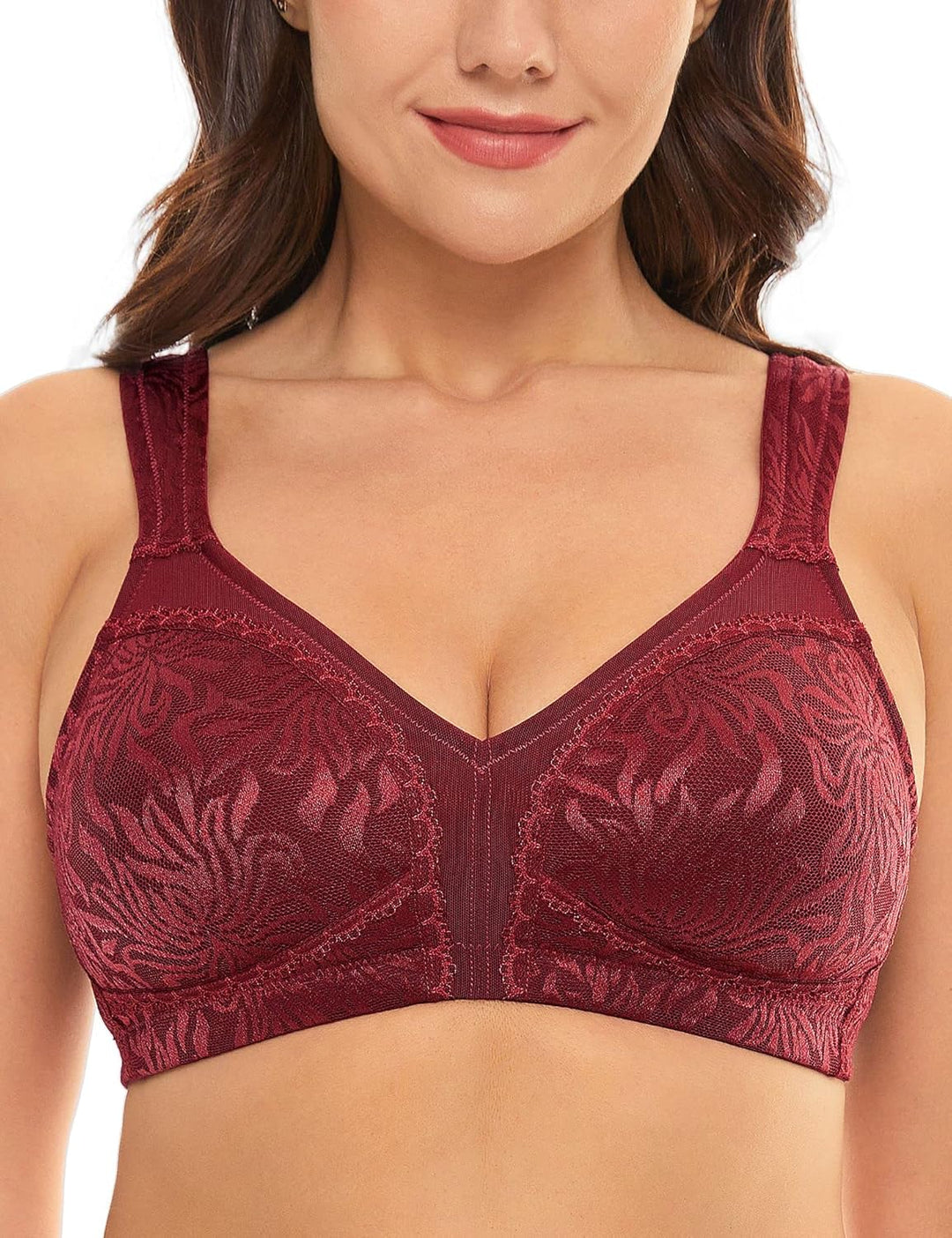 Wingslove Damen Minimizer BH ohne Bügel Grosse Brüste Bügelloser Entlastungs Breite Träger Vollfigur