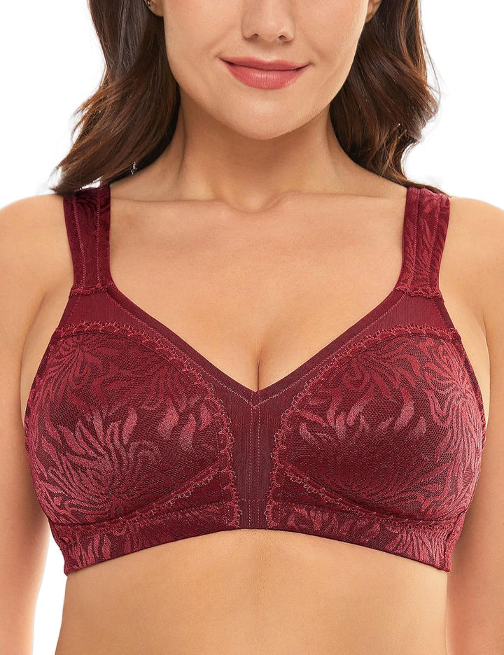 Wingslove Damen Minimizer BH ohne Bügel Grosse Brüste Bügelloser Entlastungs Breite Träger Vollfigur