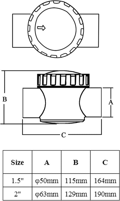 Rückschlagventil pool 50mm 63mm rückstauklappe wasser rohrklappe einwegventil rückflussverhinderer r