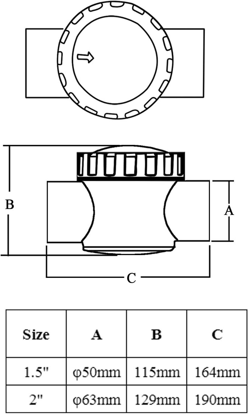 Rückschlagventil pool 50mm 63mm rückstauklappe wasser rohrklappe einwegventil rückflussverhinderer r