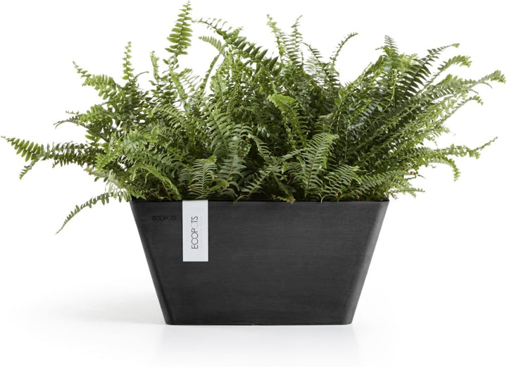 Ecopots Blumentopf Berlin Dunkel Grau - 31 x 31 cm quadratisch - Pflanzentopf aus Recycling Kunststo
