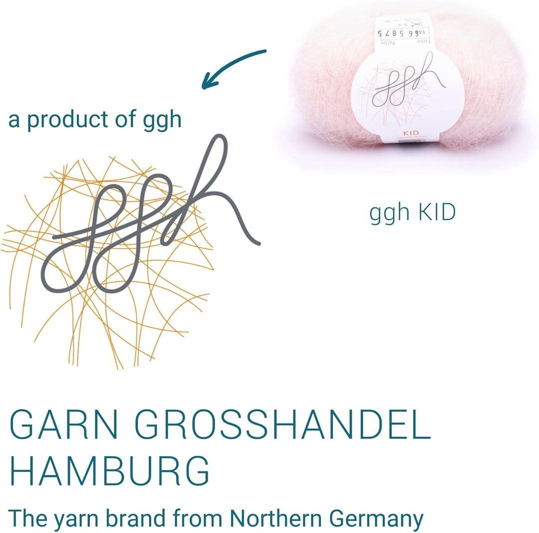ggh Kid Box - 6 Knäuel Strickwolle aus Kid Mohair - Farbe 144 - Puderrosé, 144 - Puderrosé