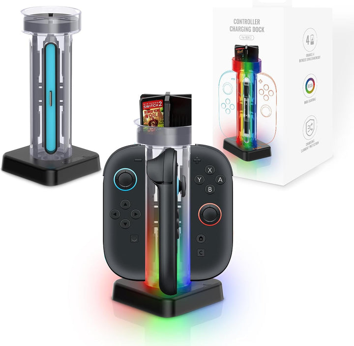 Controller-Ladestation Kompatibel mit NS Switch 2, Joy Con Ladestation mit LED-Display-Laterne, Lade