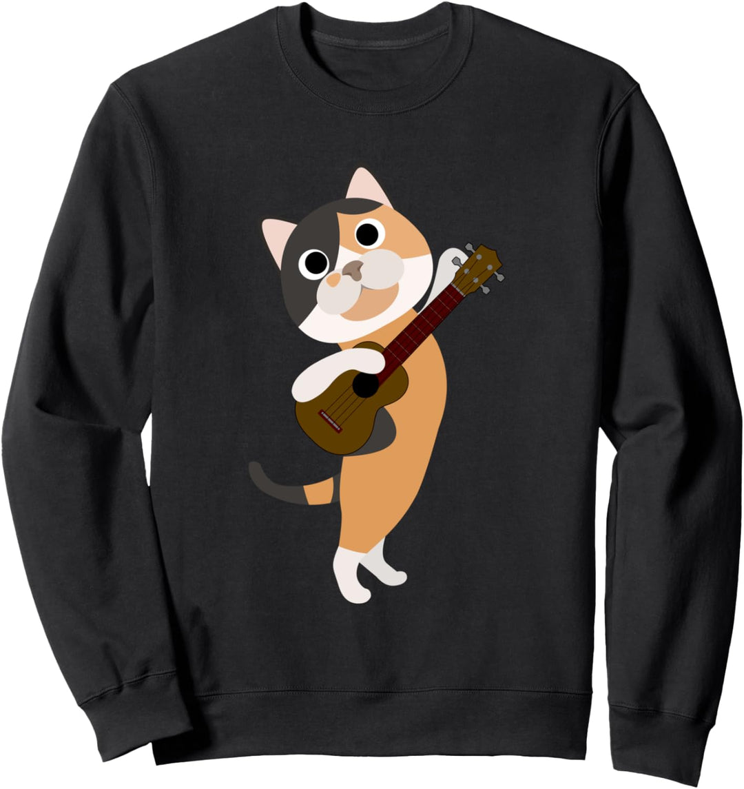 Calico playing Ukulele funny cat lover gift Sweatshirt
