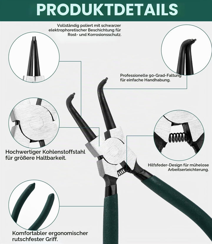 LEAZZLE 4 Stück 180mm Sprengringzangen Set, Sicherungsringzange Set mit Tasche, Gerade Sicherungsrin