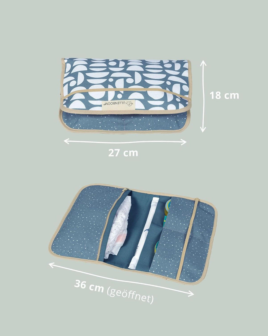 ULLENBOOM ® Windeltasche für unterwegs (Made in EU) - Wickeltasche für bis zu 3 Windeln, Feuchttüche