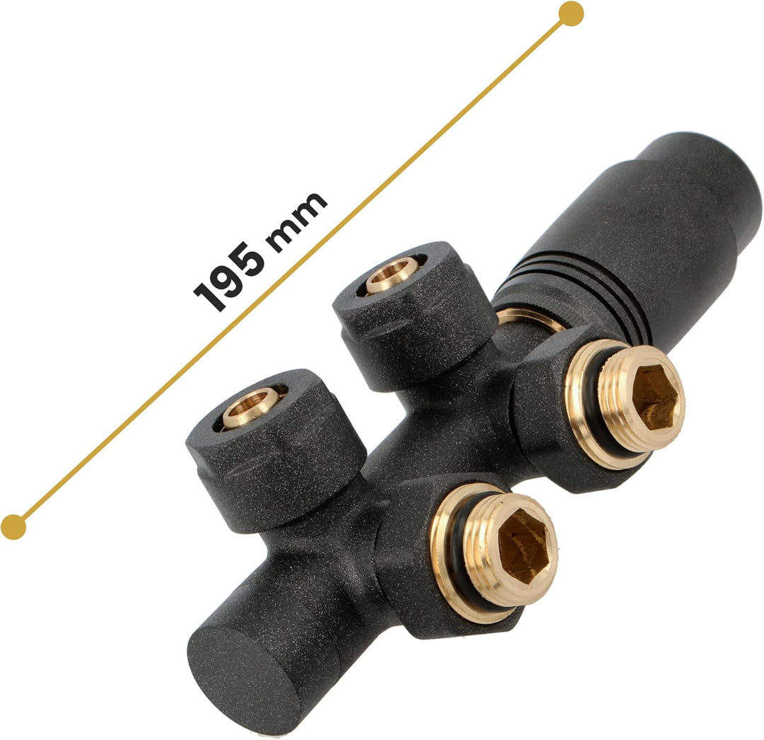 Multiblock Set Heizkörper Thermostat-Heizkörperventil Eckform 1/2'' Anthrazit Anschlussarmatur Therm