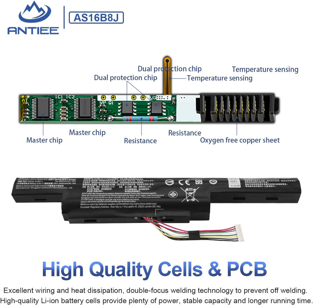 ANTIEE AS16B5J AS16B8J Akku für Acer Aspire 15.6" E5-575G E5-575G-53VG E5-575G-75MD E5-575-33BM E5-5