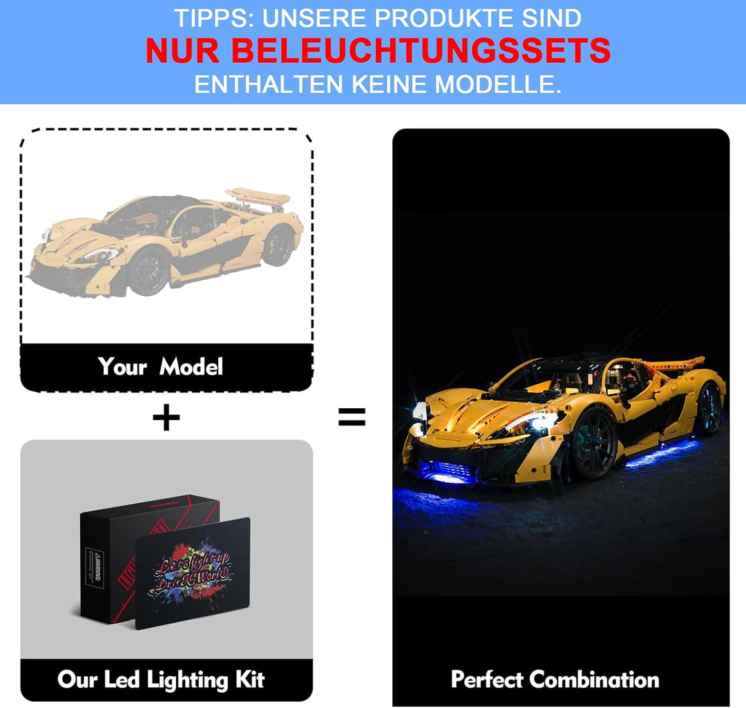 LocoLee Licht Set Kompatibel mit Lego McLaren P1 Sonderanfertigung Fernbedienung Version, Nur Lichte