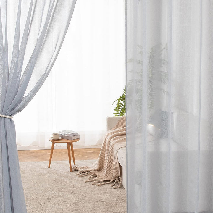 MIULEE Gardinen Kurz mit Ösen Transparente Optik Gardine Ösenvorhang Ösenschal Transparent Durchsich