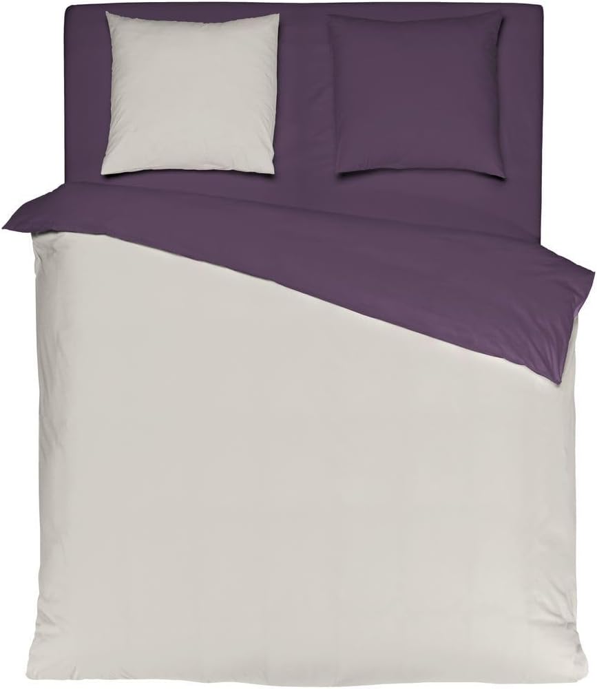 MISTRAL HOME Uni Einfarbig Wende Bettwäsche Edel Perkal 100% Ägyptische Baumwolle, Farbe:Chateau Gre
