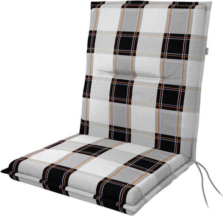 Doppler Auflage für Niederlehner Spot schwarz beige kariert I Gartenstuhl-Polster 100x48x5cm aus Bau