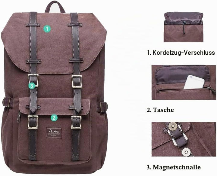KAUKKO Unisex Ep5 Rucksack 45 x 27 x 17cm (HxBxT) Kaffee -1, 45 x 27 x 17cm (HxBxT) Kaffee -1