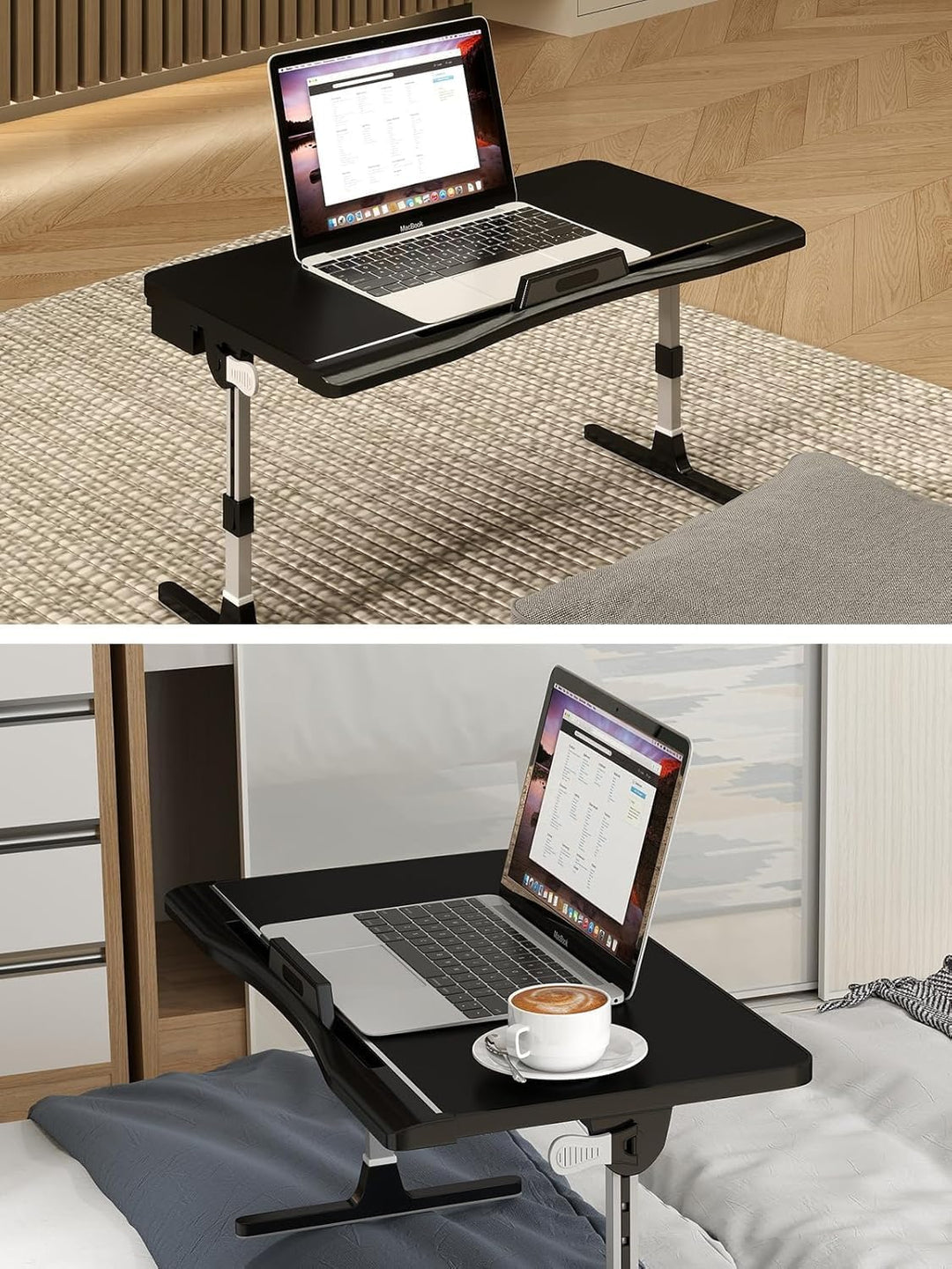 Höhenverstellbarer Laptoptisch – Winkelverstellbarer Lapdesk bis 17 Zoll, Stabiler Betttisch mit Mau