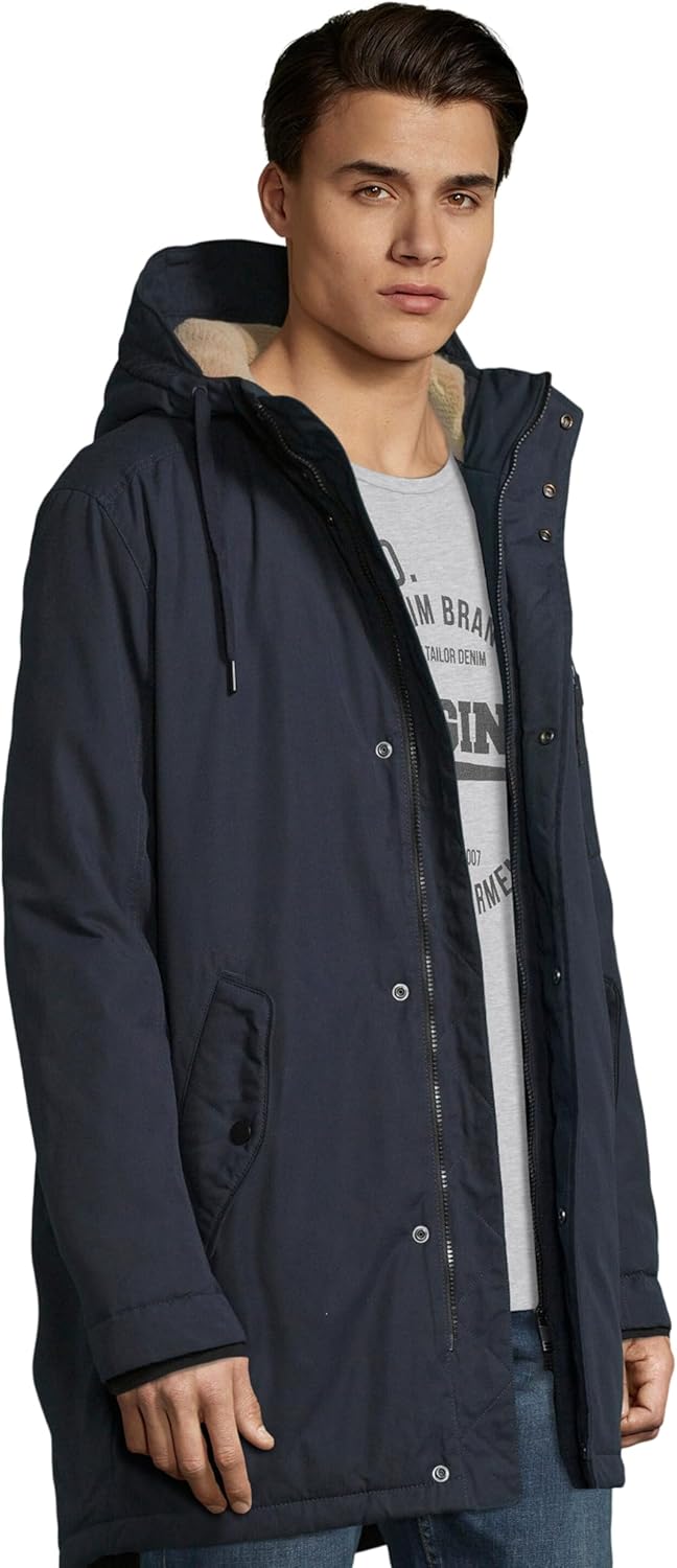 TOM TAILOR Denim Herren Wasserabweisender Parka, gefüttert S 10668 - Sky Captain Blue, S 10668 - Sky