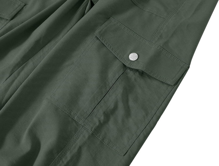 JINSHI Hosen Damen Cargohose Lange Capri Freizeithose Outdoor Jogginghose High Waist mit Kordelzug,