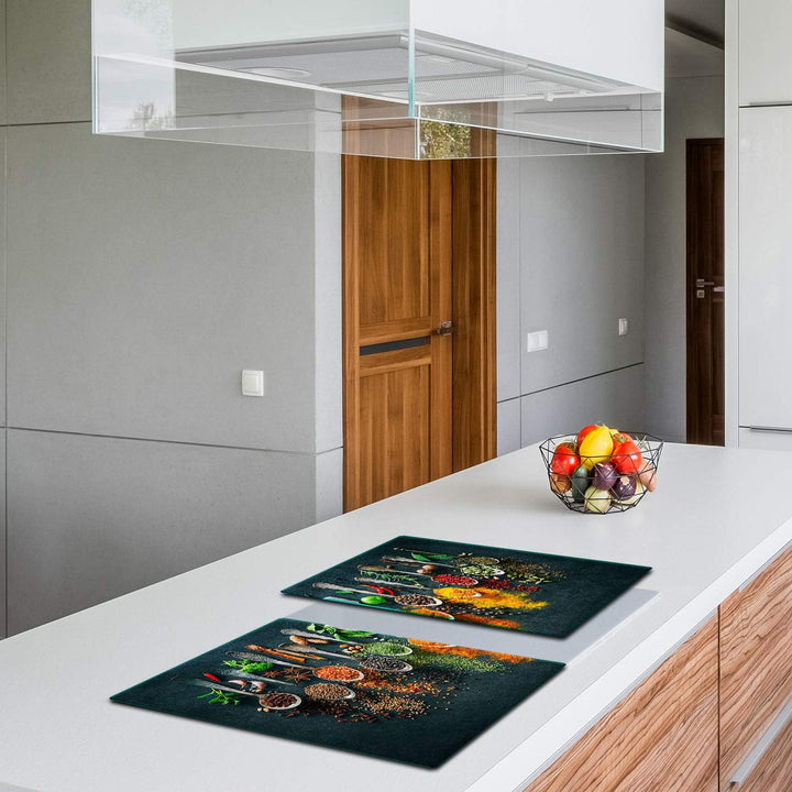TMK | Herdabdeckplatten Set 2x40x52 cm Ceranfeld Abdeckung Glas Spritzschutz Abdeckplatte Glasplatte