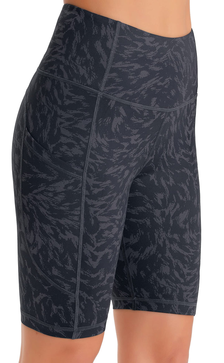 Persit Damen Kurze Leggings, Blickdicht Radlerhose mit Taschen XS Grau Seidenband, XS Grau Seidenban