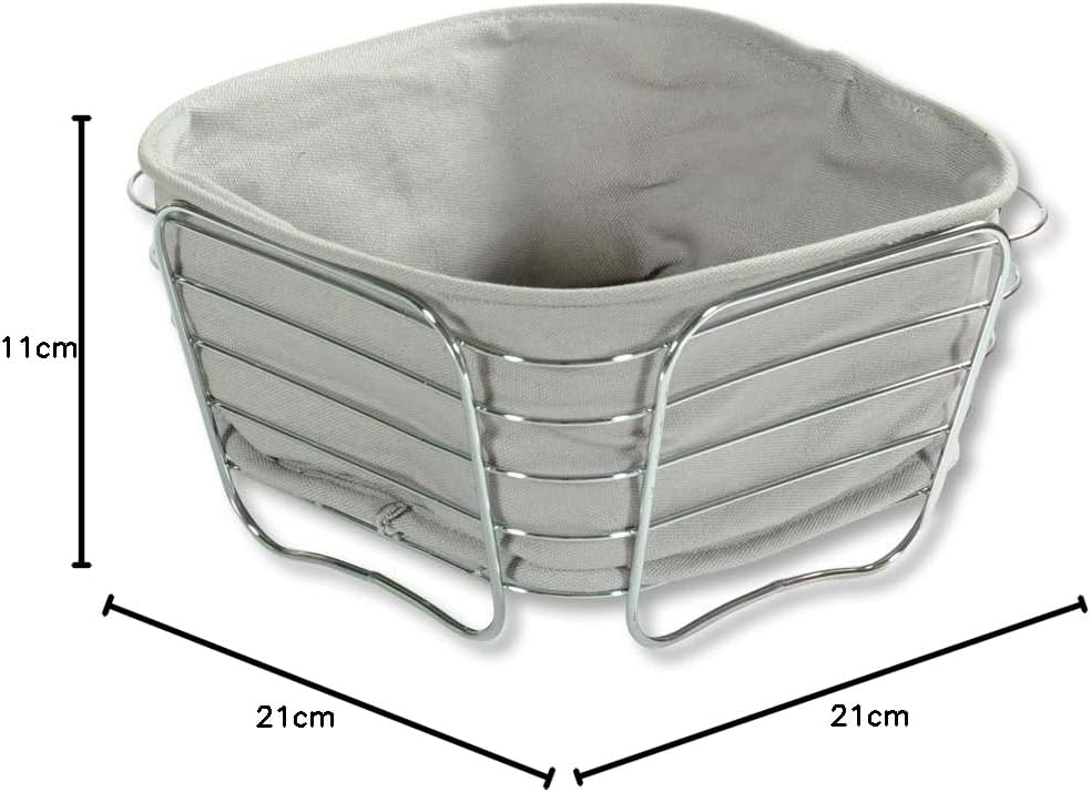 Kesper | Brot- und Obstkorb, Material: Metall, Masse: 21 x 21 x 11 cm, Farbe: Grau | 90871 21.0 x 21