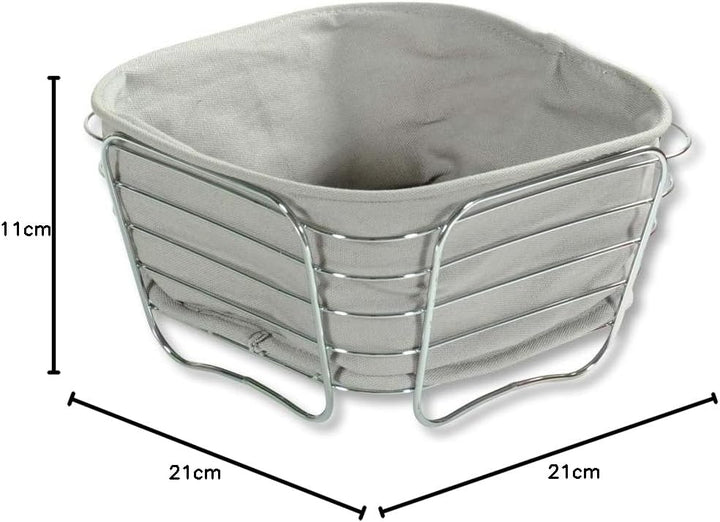 Kesper | Brot- und Obstkorb, Material: Metall, Masse: 21 x 21 x 11 cm, Farbe: Grau | 90871 21.0 x 21