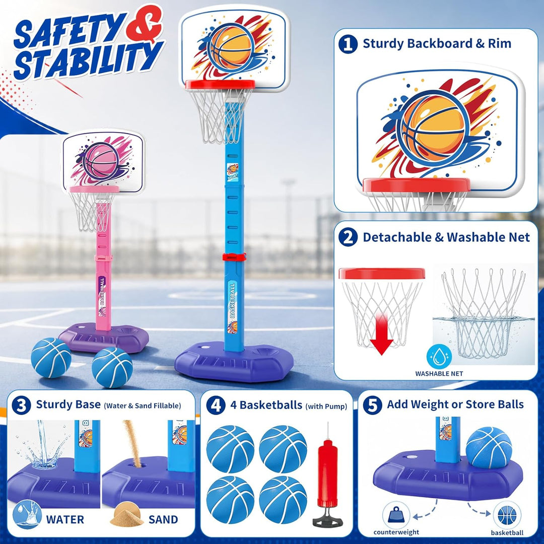 YESHIN Basketballkorb Kinder Indoor Outdoor Blau, Blau