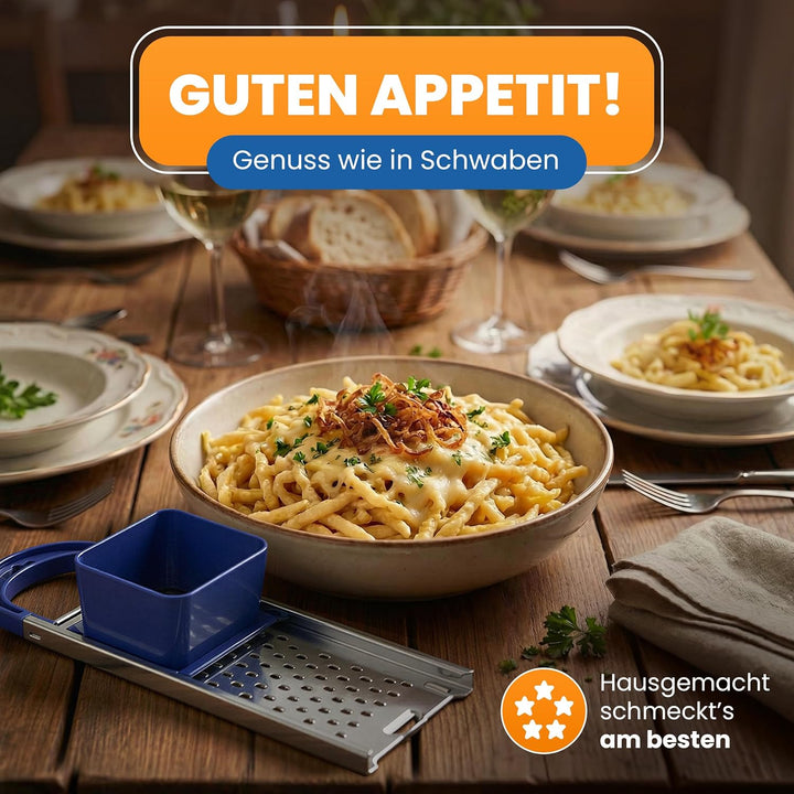 EUROHOME Spätzlereibe Edelstahl Kunststoff mit "Nase" für lange Spätzle - Spätzlehobel 33 x 11 x 6,3