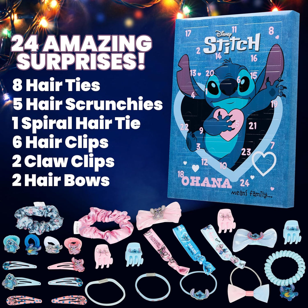 Disney Stitch Adventskalender 2024, Haarschmuck & Accessoires für Mädchen (Blau), Blau