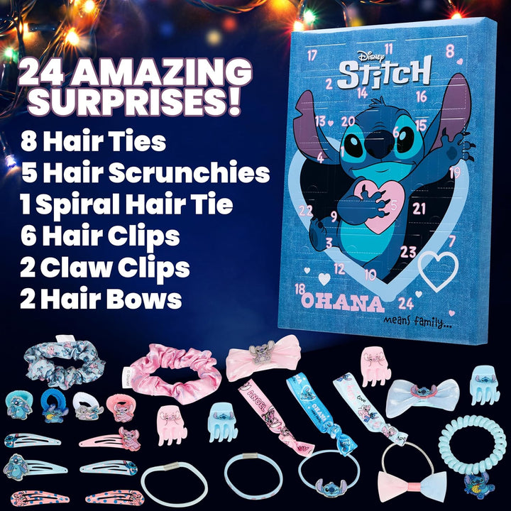 Disney Stitch Adventskalender 2024, Haarschmuck & Accessoires für Mädchen (Blau), Blau