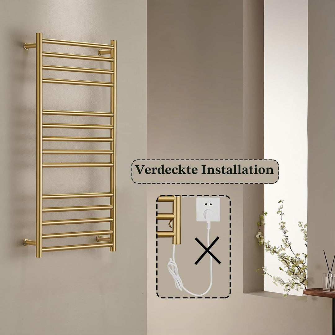 SWHC Badheizkörper Elektrisch Gold Handtuchheizkörper Elektrisch 110 x 52 x 12 cm Heizkörper Heizung