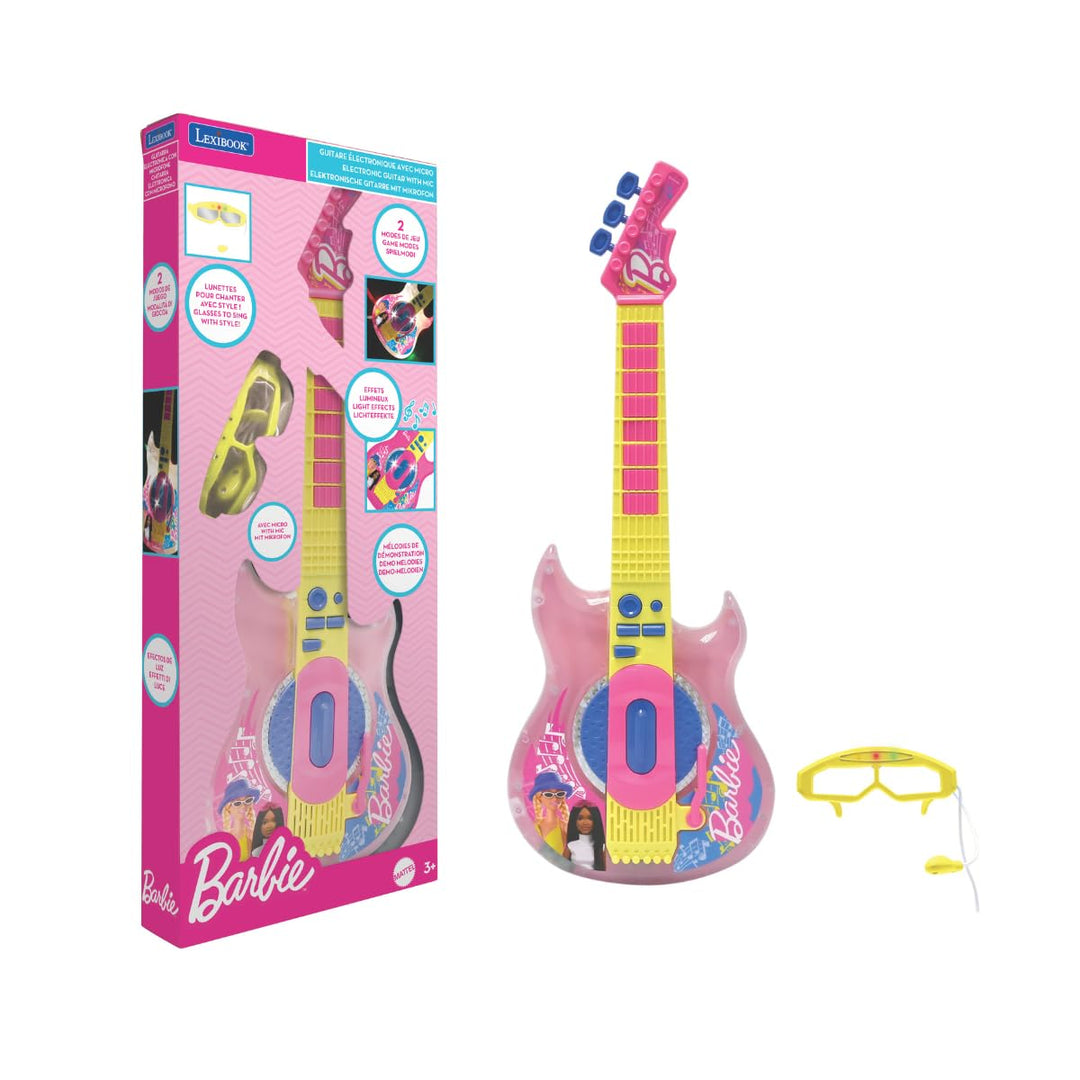 Lexibook, Barbie, Elektronische Gitarre mit Mikrofon und Brille zum Singen mit Stil, 2 Spielmodi, De